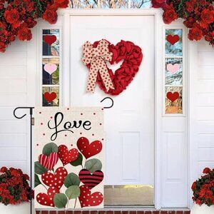 Valentine's Day Flag,12x18 Inch Valentine's Heart Garden Flag Double Sided Print